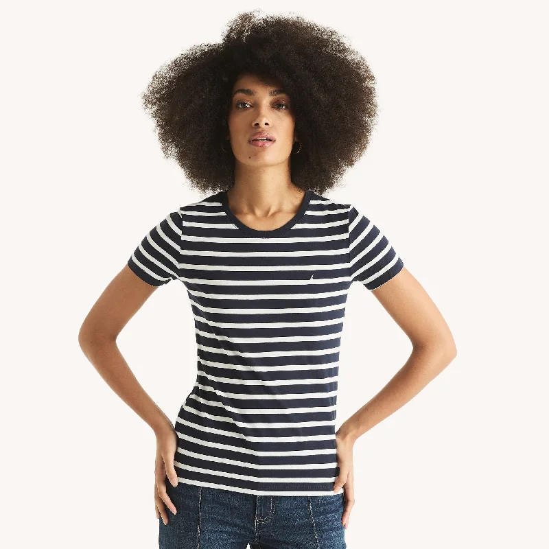 Women's Resort Apparel Nautica Womens Sustainably Crafted Striped Crewneck T-Shirt