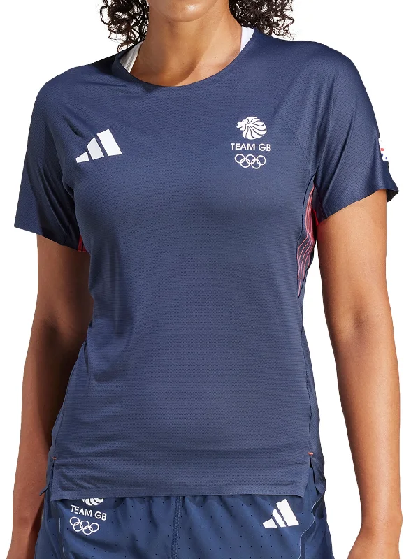 Affordable Luxury Women's Garments adidas Adizero Team GB Short Sleeve Womens Running Top - Blue