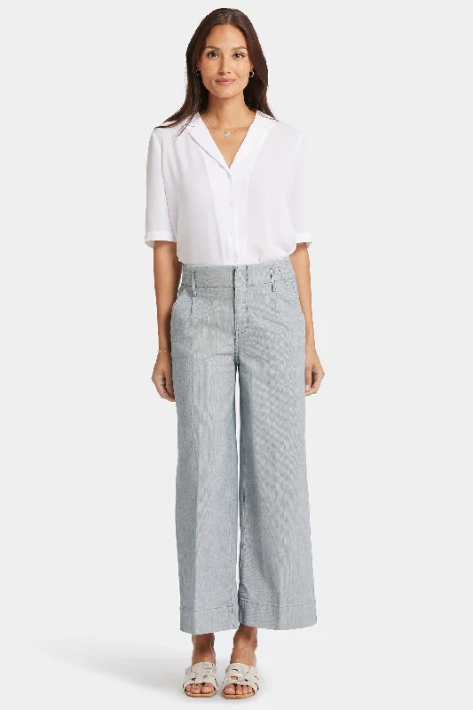 Online Boutiques Clothing Mona Wide Leg Trouser Ankle Jeans - Canyon River Stripe