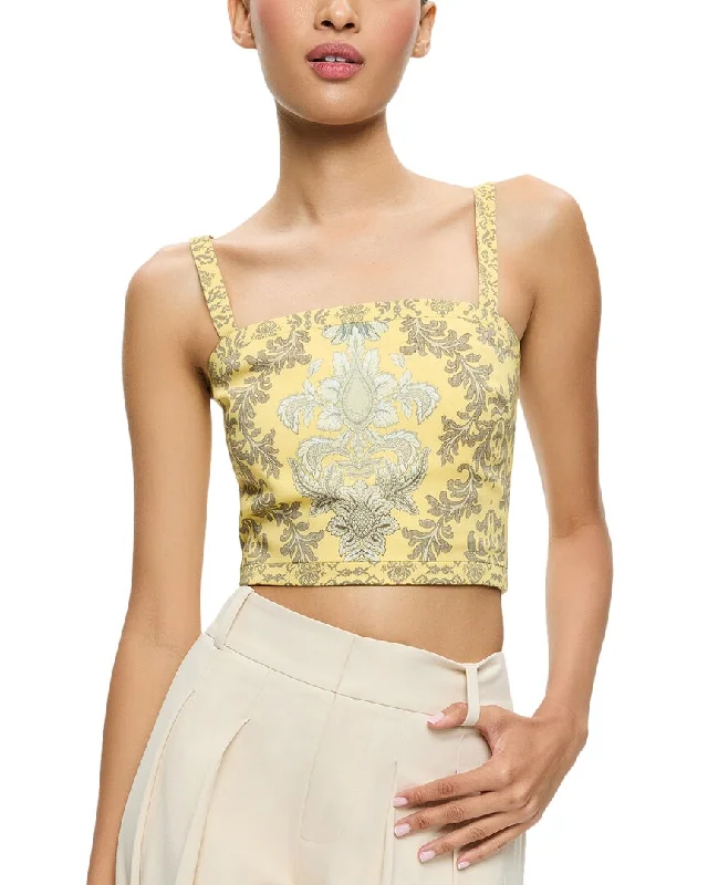 Women's Apparel alice + olivia Sasha Lace Up Cropped Top