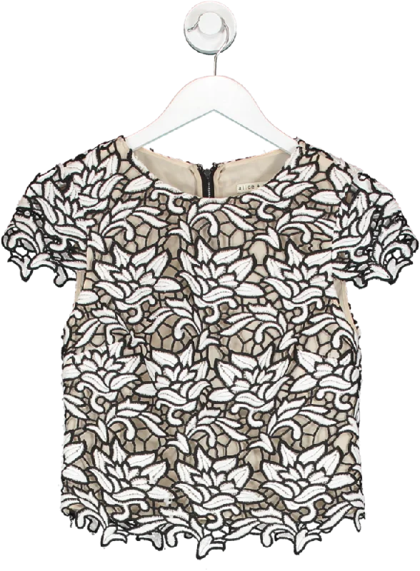 Casual Fashion Alice + Olivia Black And White Floral Top UK XS