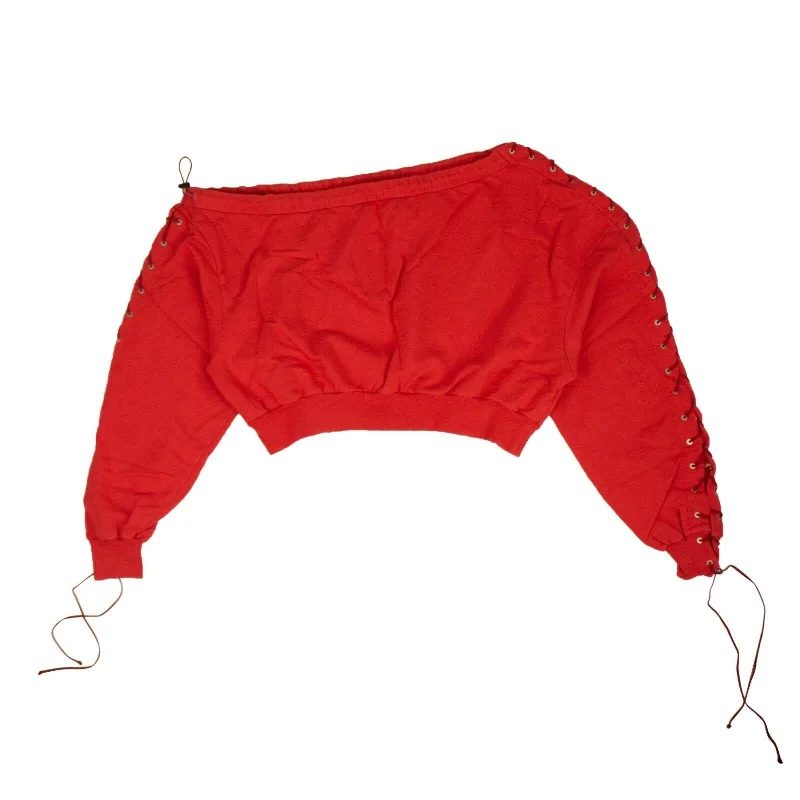 Stylish Women's Garments Unravel Project Off The Shoulder Sweatshirt - Red