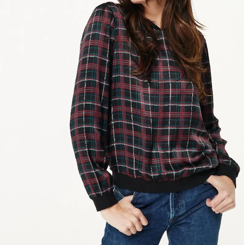 Clothing Sales Parker Tartan Plaid Hoodie In Black