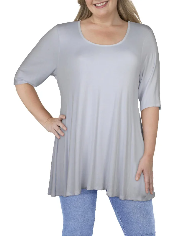 Women's Romantic Outfit Plus Womens Scoop Neck 3/4 Sleeve Tunic Top