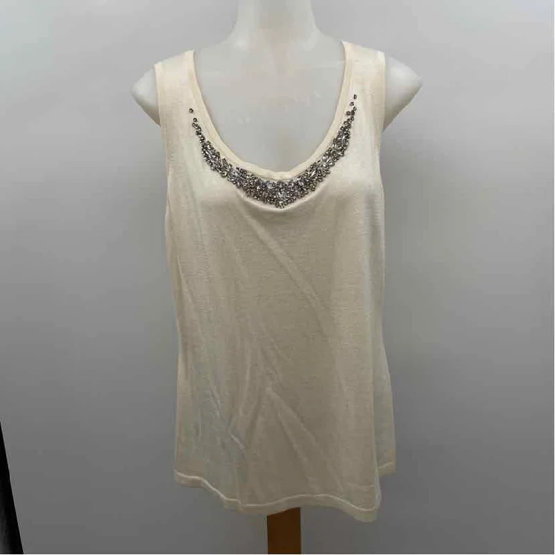 Sale Clearance Magaschoni Women's Size L Cream Solid Sleeveless Shirt