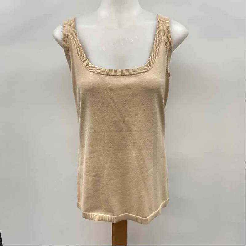 Discount Store Per Se Women's Size L Beige Solid Sleeveless Shirt