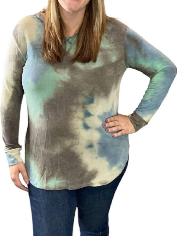 Best Online Boutiques Fall Tie Dye Hoodie In Teal