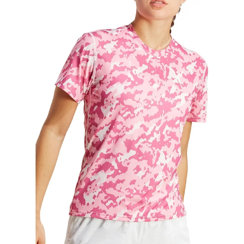 Women's Athleisure Apparel adidas Own The Run Camo Short Sleeve Womens Running Top - Pink