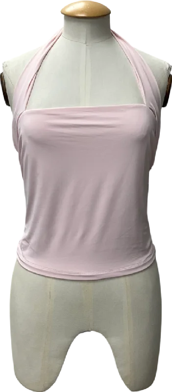 Women's Holiday Apparel White Fox Pink Out Of Touch Halter Neck Top UK L