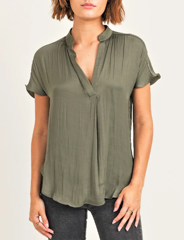 Early Bird Offer Esme V Neck Blouse, Olive