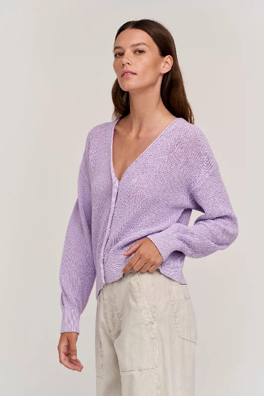 Stylish Women's Apparel Solange Textured Cotton Cardigan - Orchid