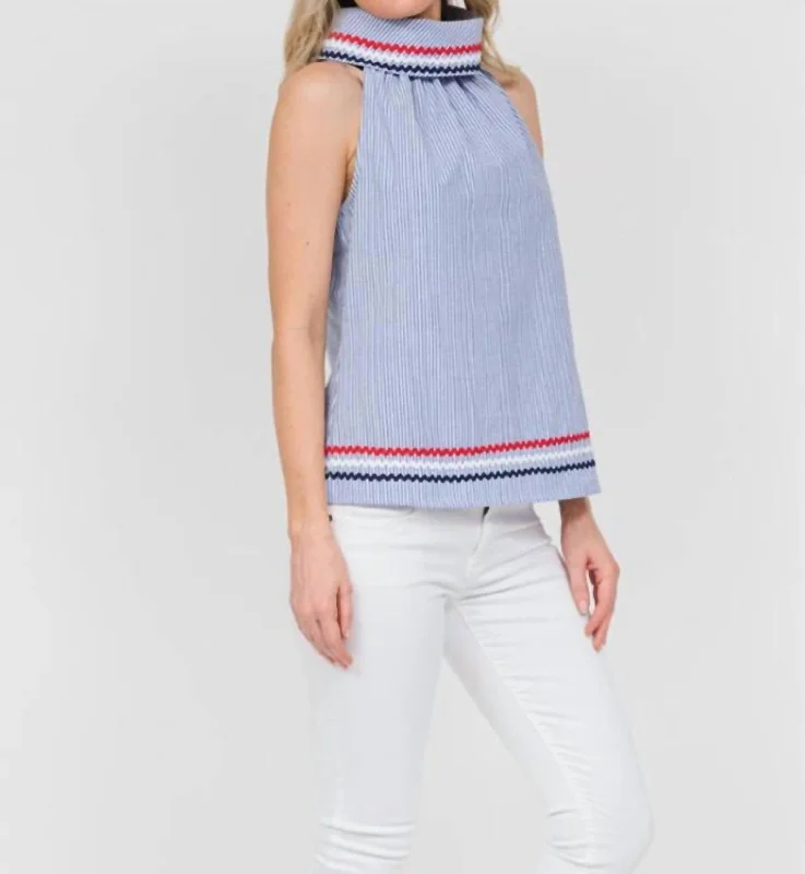 Affordable Women's Attire Cowl Neck Top In Navy/white Stripe