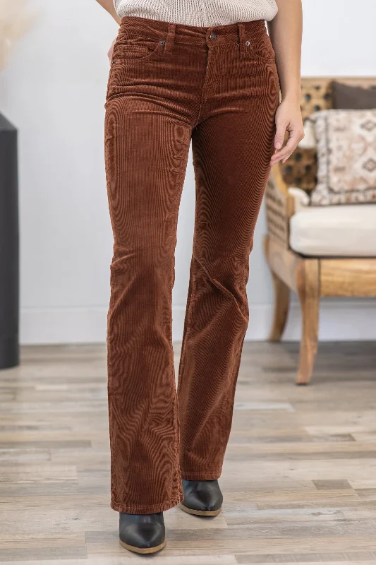 Women's Work Outfit For The Office Mica Cognac Mid Rise Corduroy Bootcut Pants