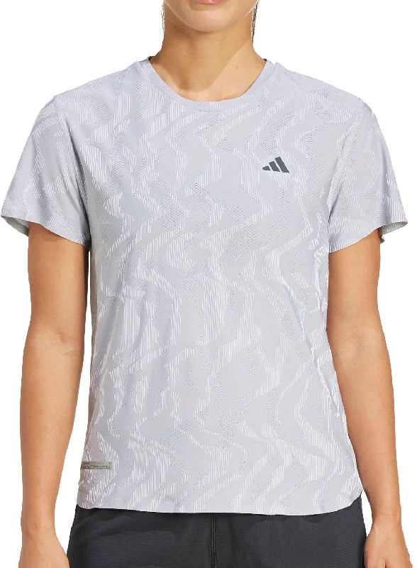 Women's Luxury Garments adidas Ultimate HEAT.RDY Engineered Short Sleeve Womens Running Top - Grey