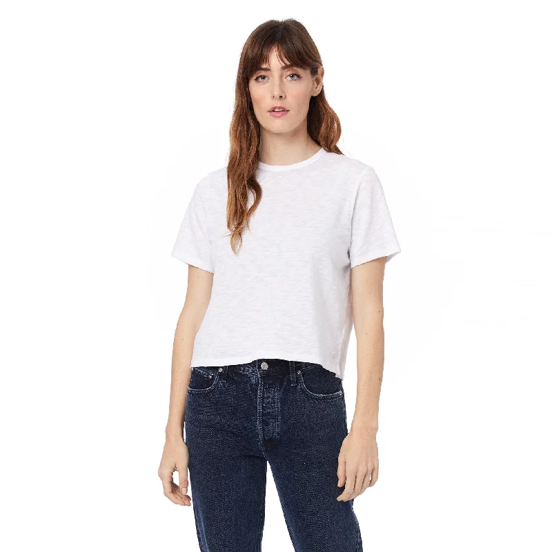 Casual Chic for Women Hayes Organic Slub Cropped T-Shirt (White)