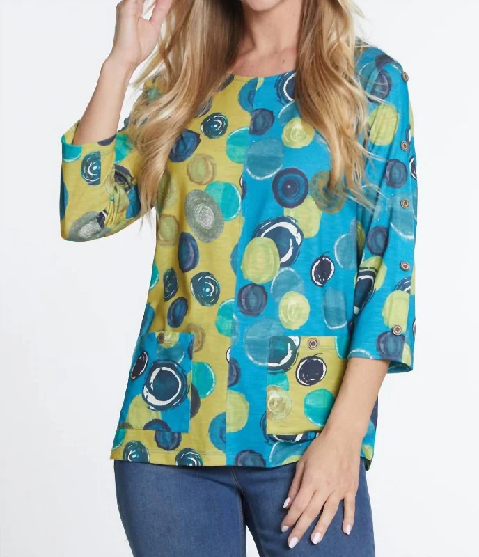 Preppy Style Print Slub Knit Top In Multi