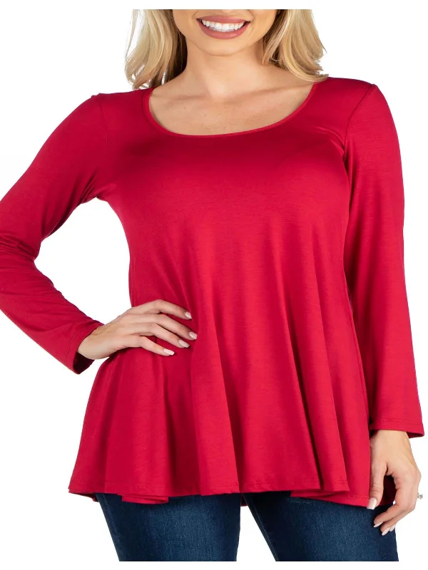 Women's Work Outfit Womens Long Sleeve Stretch Tunic Top