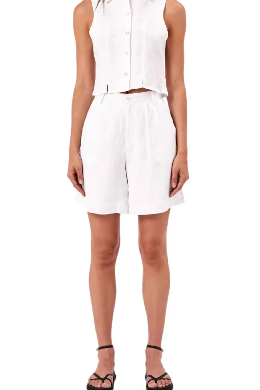 Sophisticated Fashion Horizon Linen Short In White