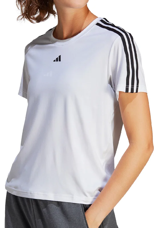 Plus-Size Women's Garments adidas AeroReady Train Essentials 3 Stripes Short Sleeve Womens Training Top - White