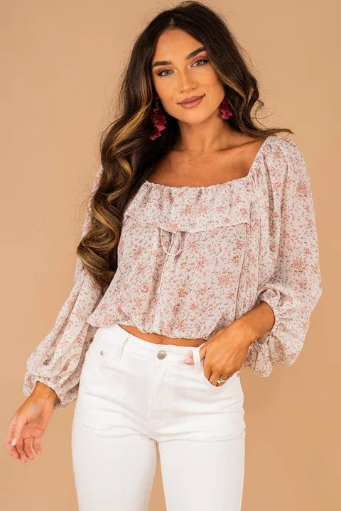 Women's Clothing Stores This Is Your Moment Ivory White Floral Crop