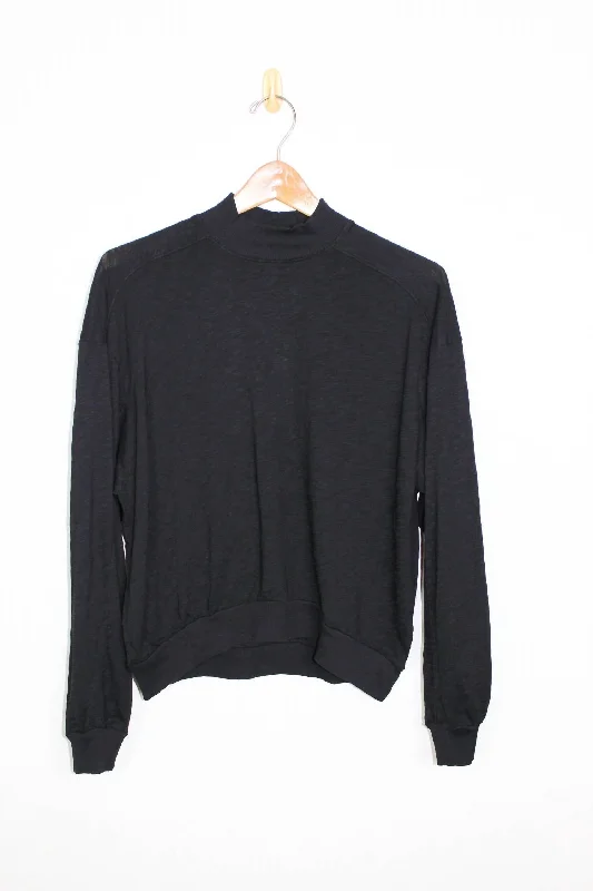 Vintage-Inspired Women's Apparel Women's Rib Mix Turtle Neck Top In Black