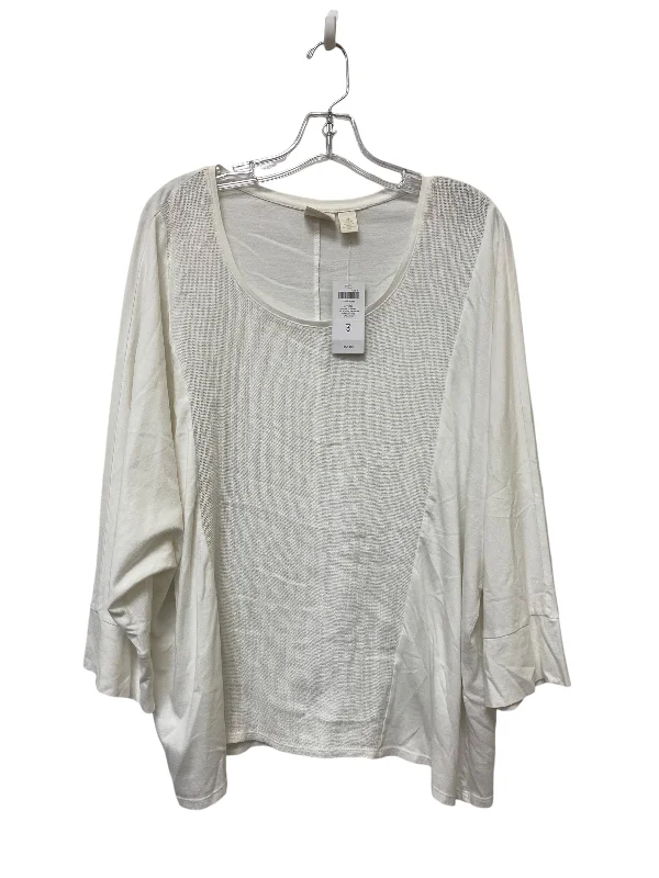 Women's Street Style Casual Wear Top Long Sleeve By Chicos In White