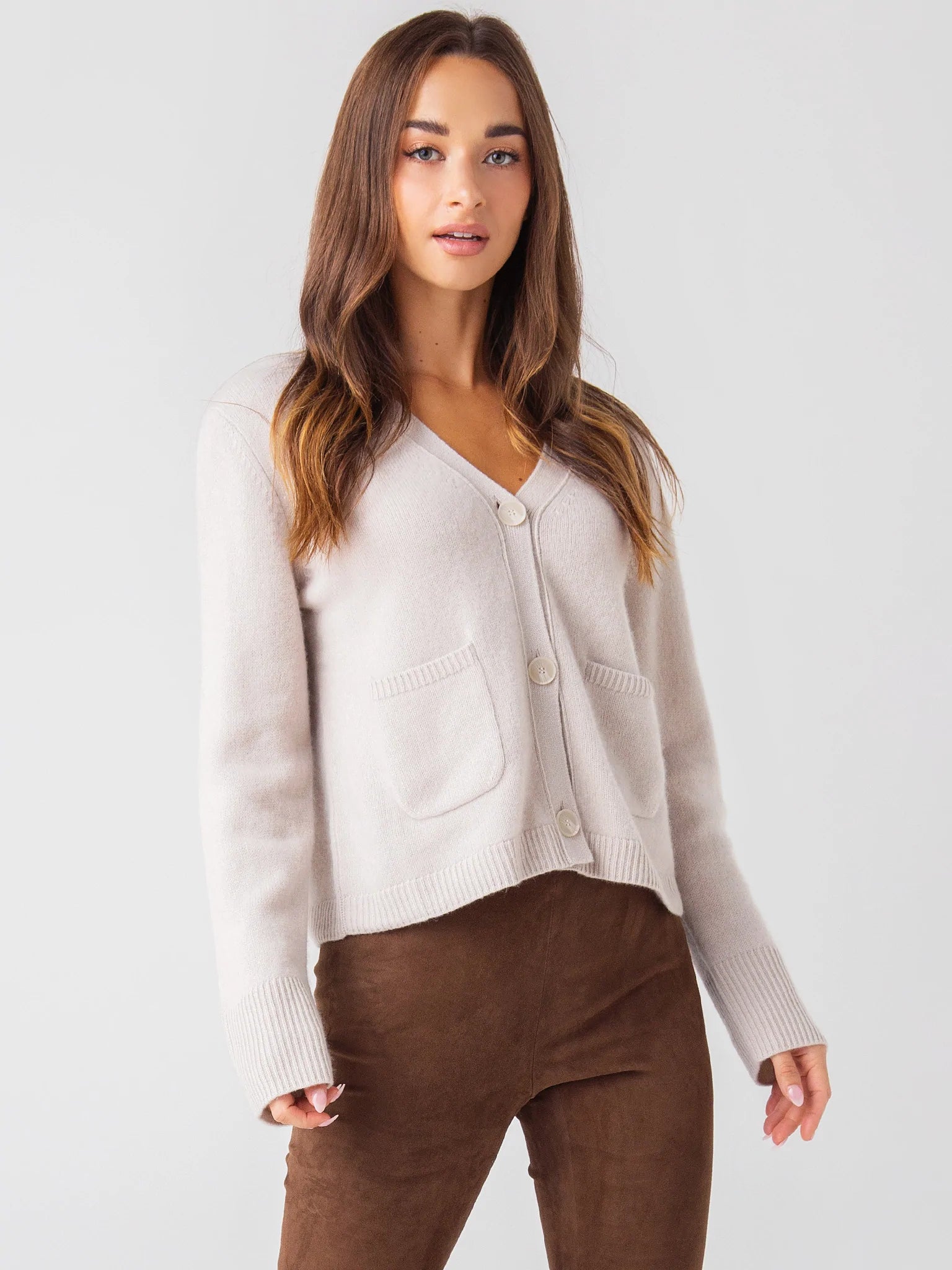 Women's Versatile Apparel Cashmere Cardigan - Frost Grey