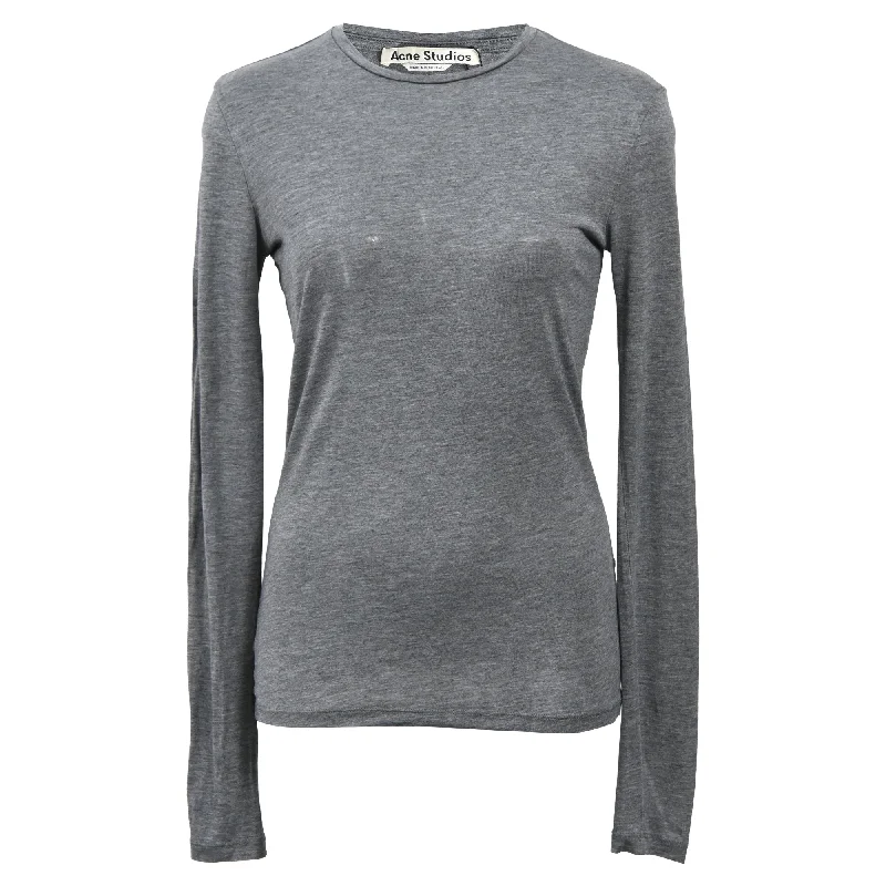 Women's Stylish Outdoor Outfit Acne Studios Long Sleeve Sweatshirt in Grey Cotton