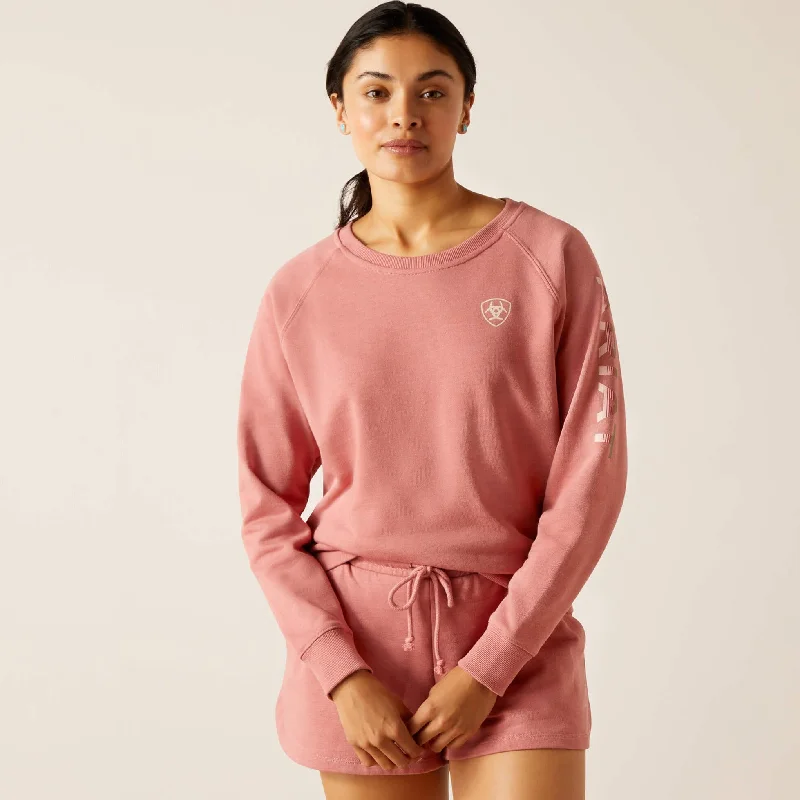 Women's Trendy Casual Outfit Ariat Women's Logo Sweatshirt in Dusty Rose (Available in Regular & Plus Sizes)