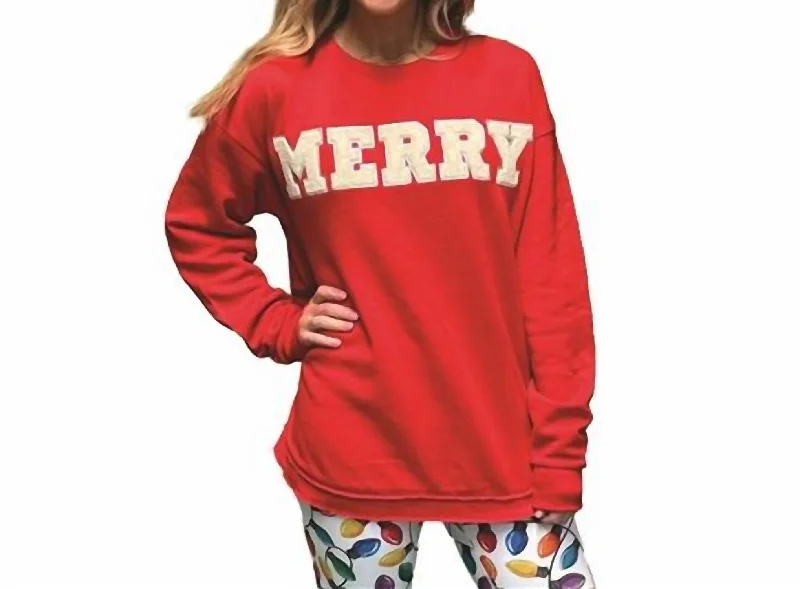 Women's Clothes Merry Applique Sweatshirt In Red