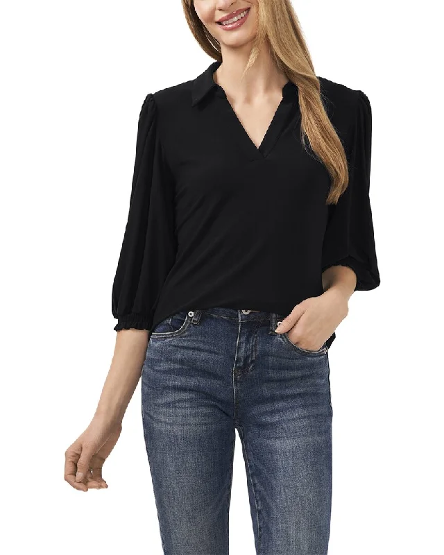 Early Bird Offer CeCe Split Neck 3/4 Sleeve Knit Top