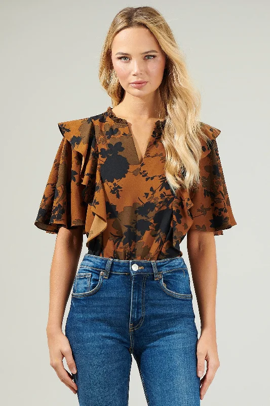 Woman Clothing Sandy Floral Ruffle Blouse