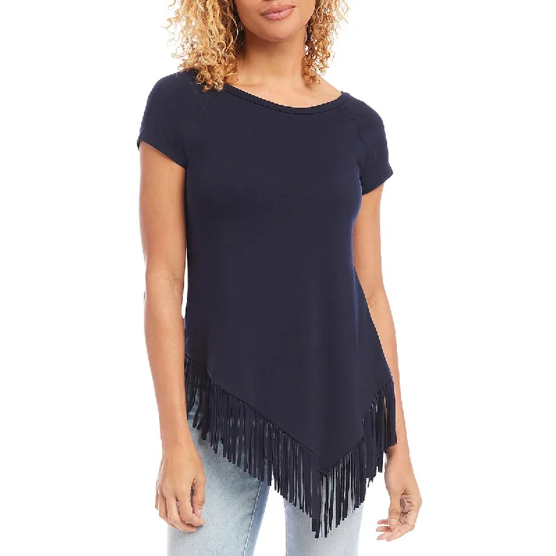 Affordable Luxury Women's Garments Womens Fringe Angled Hem Pullover Top