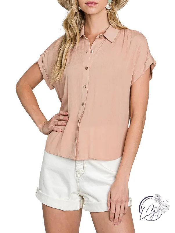 Versatile Women's Fashion My Turn is Next Short Sleeve Button Up