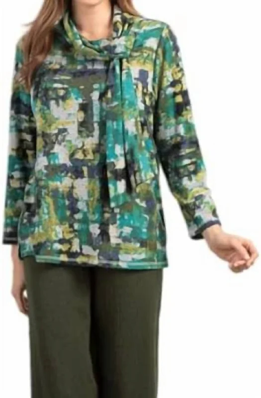 Women's Seasonal Attire Tie Neck Pullover In Guac