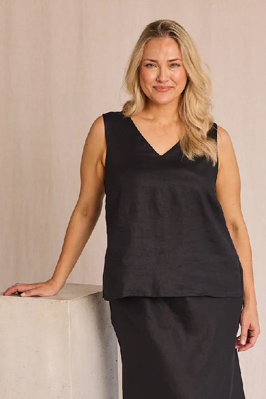 Workwear Fashion for Women Ember Linen Cami in Black