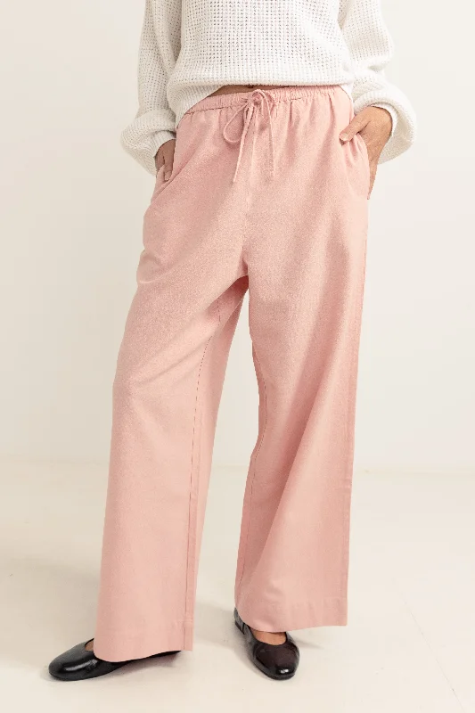 Women's Holiday Attire Classic Drawstring Pant Rose