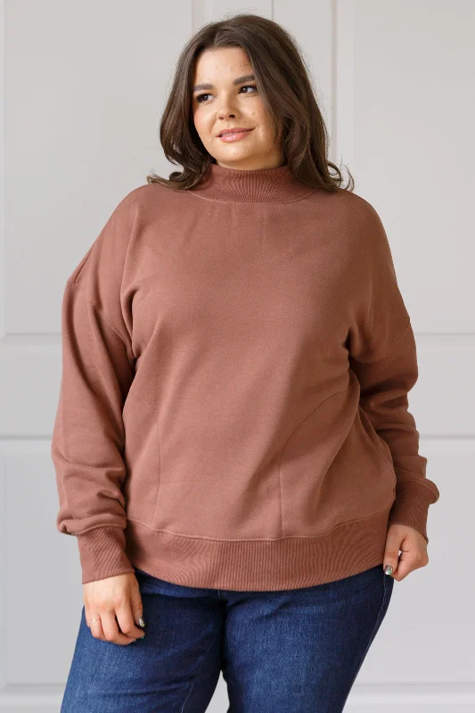 Women's Professional Apparel Make No Mistake Mock Neck Pullover in Cocoa