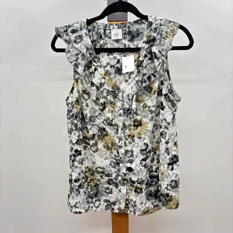 Women Clothing CABI Women's Size M Gray Floral Sleeveless Shirt