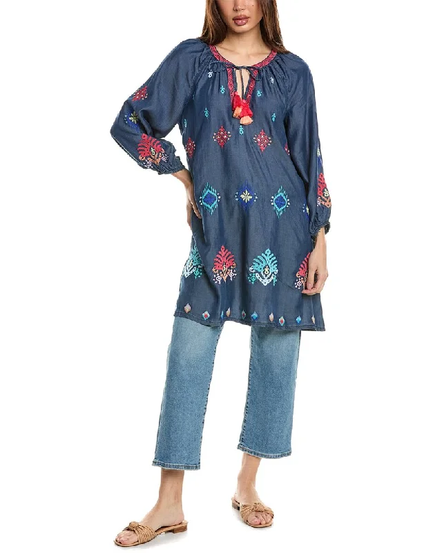 Plus Size Women's Fashion and Clothing Tommy Bahama Chambray Ikat Split Neck Tunic