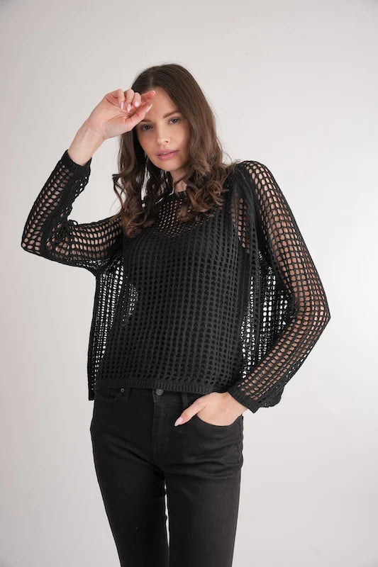 Women's Vintage Garments Daily Mesh Pullover - Black