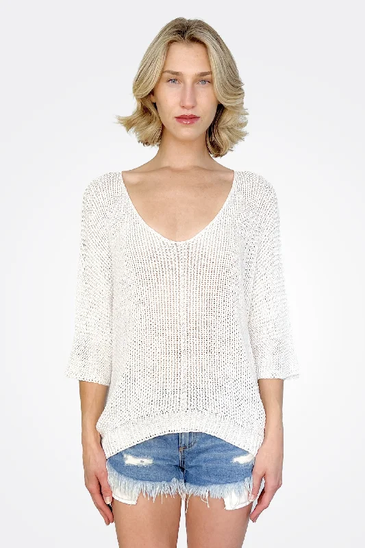 Women's Wedding Apparel Crochet Pullover - White