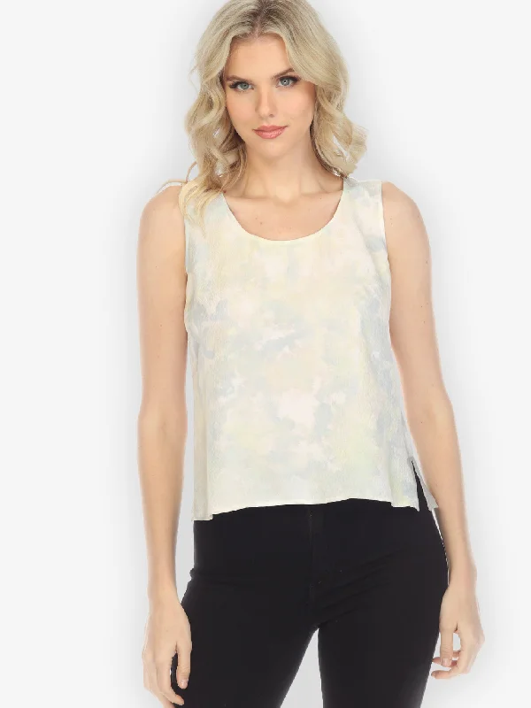 Casual and Comfortable Outfits Silk Ivory Tie Dye Tank Top