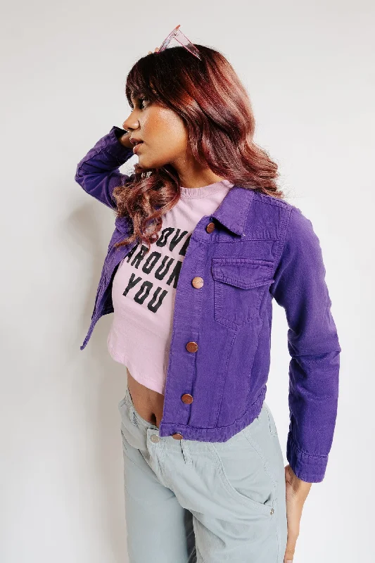 Business Casual Outfits French Violet Crop Jacket