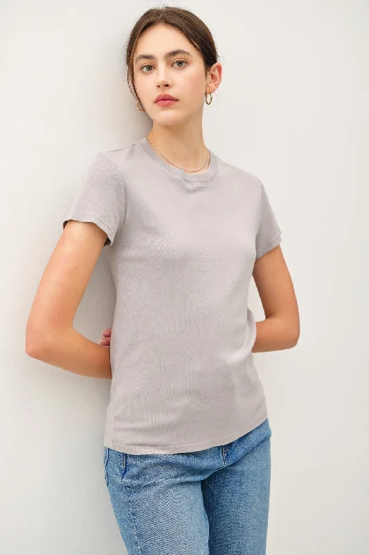 Street Style Fashion Grey Classic Crewneck T-Shirt