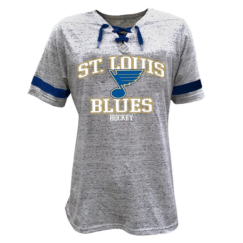 Women's Plus-Size Garments ST. LOUIS BLUES LADIES BIG & TALL LACE UP T-SHIRT - GREY