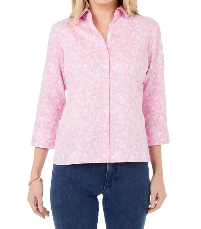 Vibrant Femme Fashion Lucie Panther Shirt In Pink Peach