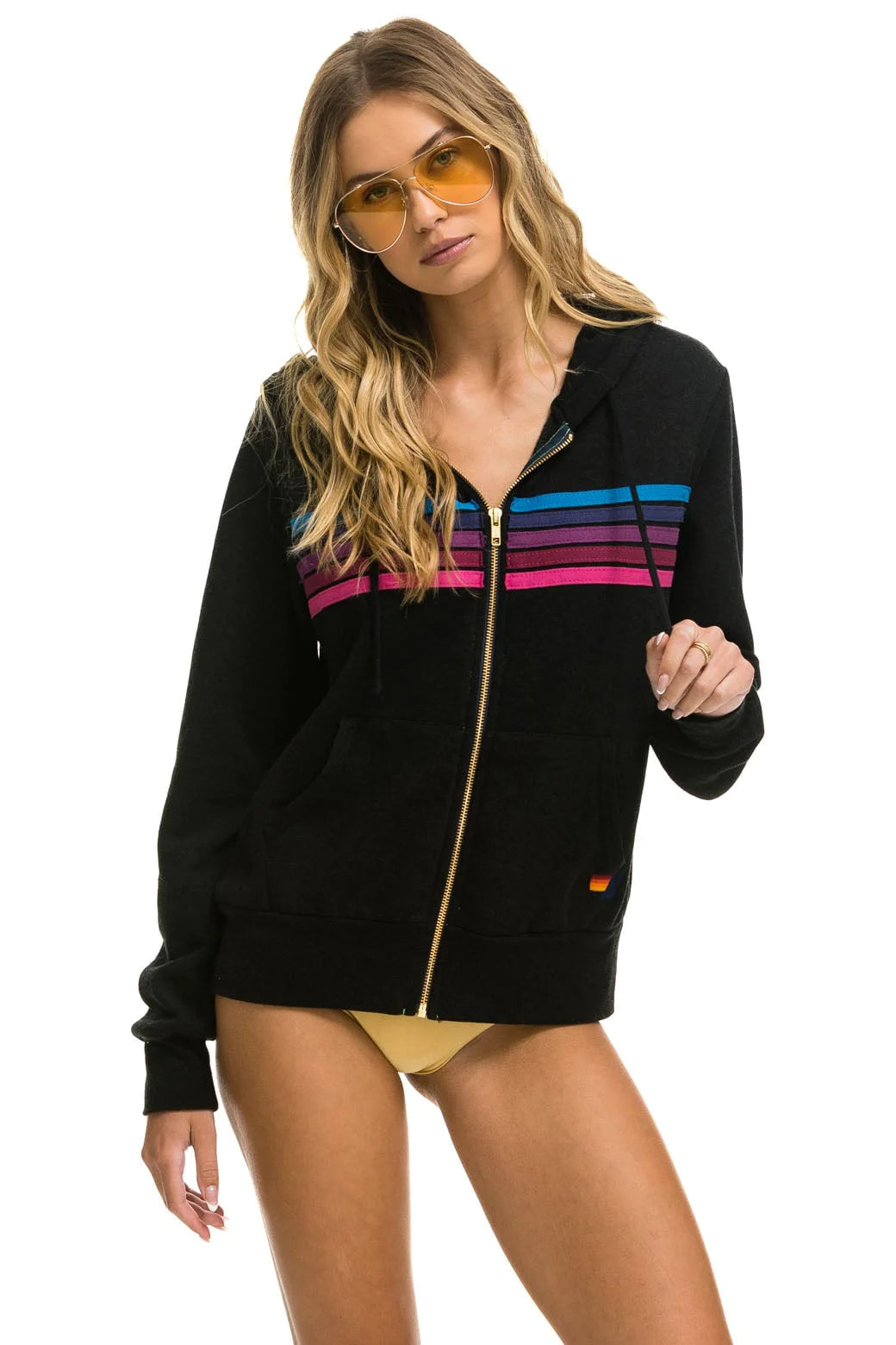 Online Boutiques Affordable 5 Stripe Zip Hoodie BPP