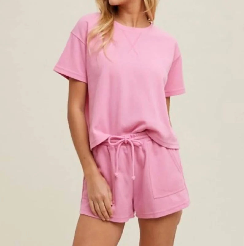 Women's Clothing Apparel Casual Knit Short In Hibiscus