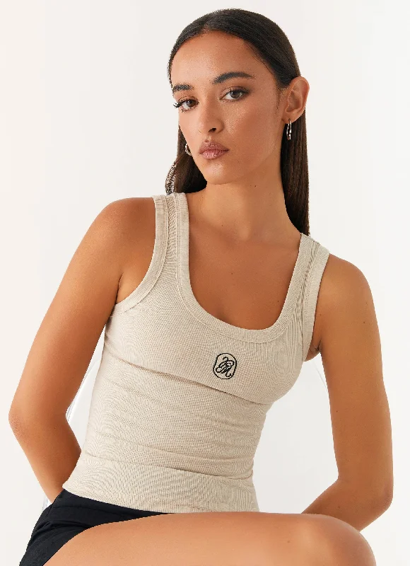 Fashion Essentials Signature Tank Top - Oatmeal